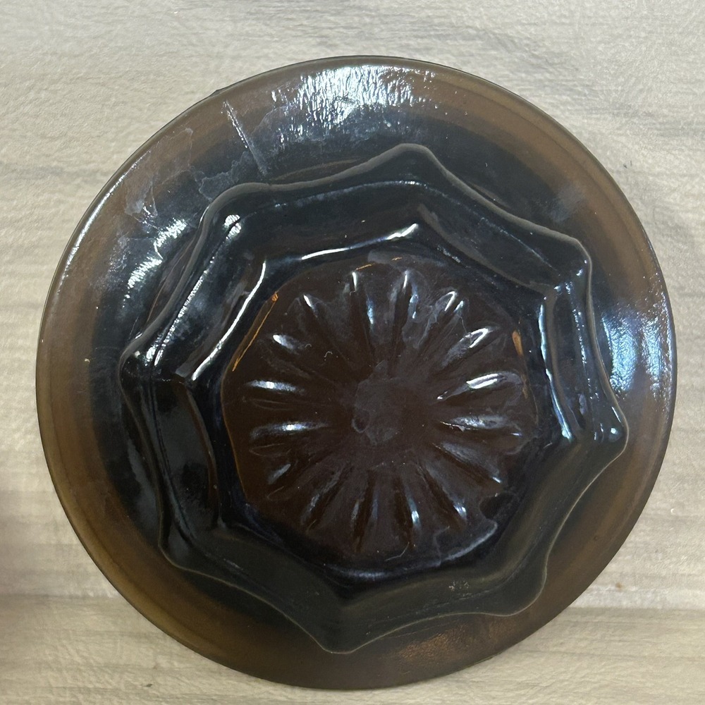 Vintage Dark Brown Amber Glass Apothecary Canister Spice Jar Starburst Lid - Picture 6 of 8